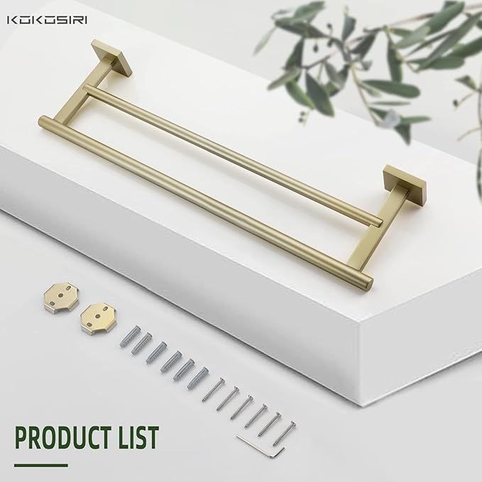 KOKOSIRI Towel Bar Bathroom Towel Holder Double Rails 20 Inch B5005BG-L20
