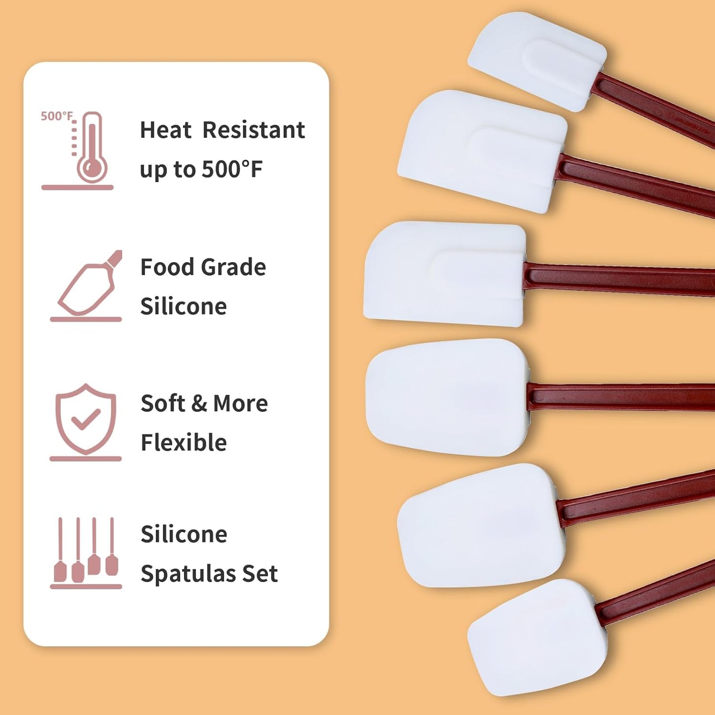 Silicone Spatulas Heat Resistant.Commercial Spatula for Cooking.Heavy Duty Rubber Spatulas.Silicone Spatula Set of 2 (9.5inch)