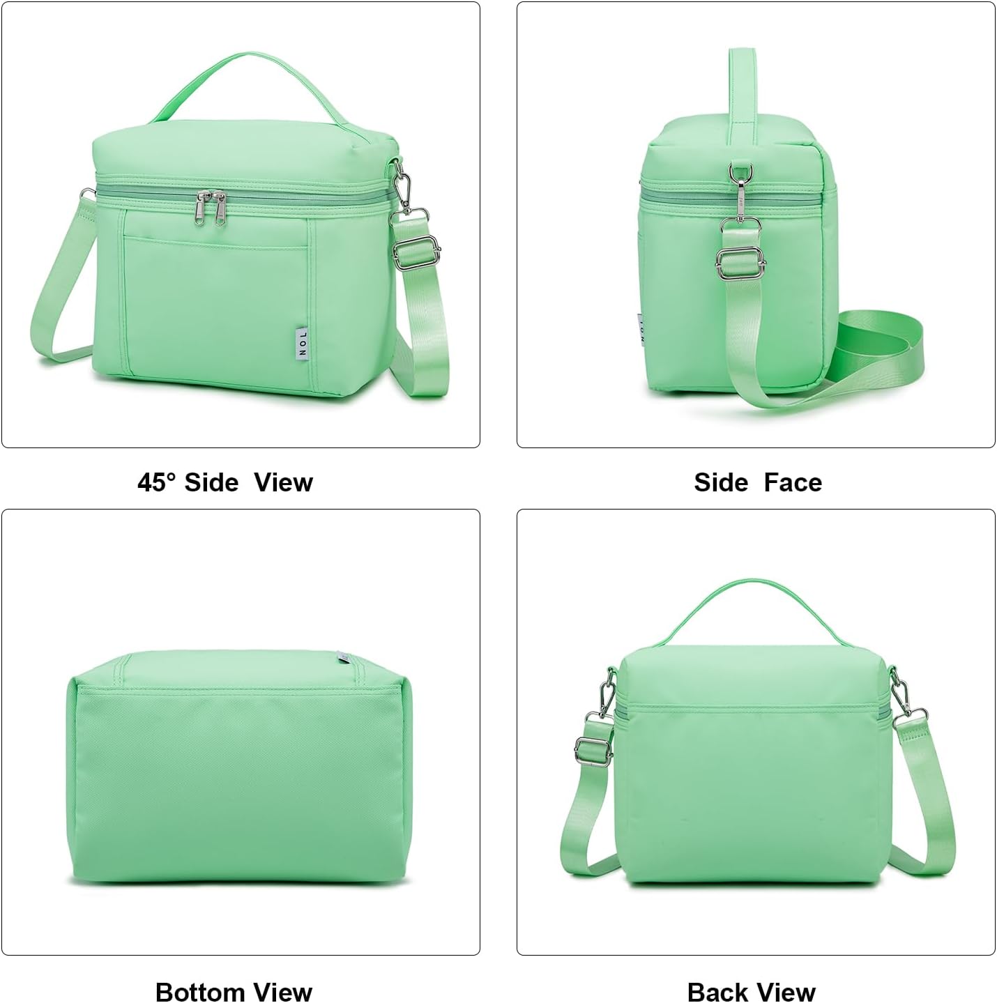 NOL Natural Organic Lifestyle Insulated Lunch Bags for Women Cooler Bag Lightweight Nylon Waterproof Lunch Box For Work (Medium(normal), Mint green)