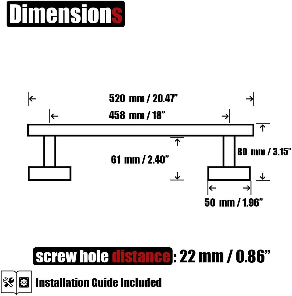 JQK Chrome Towel Bar, 20.5 Inch 304 Stainless Steel Thicken 0.8mm Towel Rack Bathroom, Towel Holder Polished Finished Wall Mount, Useable Length 18 Inch, TB110L18-CH