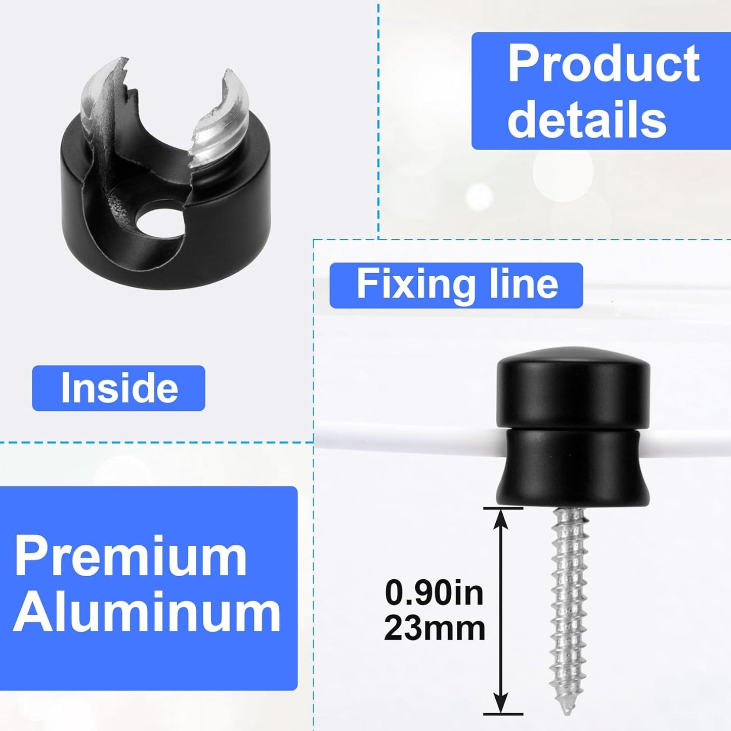 3 Sets Charger Holders for Cords, Matte Black Color Adjustable Cable Anchor Holders, Adhesive Metal Cord Clips, Cable Management Wire Organizers for Desk, Office, Nightstand