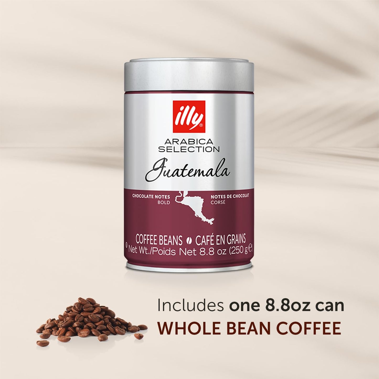 illy Whole Bean Coffee - Perfectly Roasted – Guatemala Dark Roast - with Notes of Chocolate – Complex & Balanced - 100% Arabica Beans - No Preservatives – 8.8 Ounce