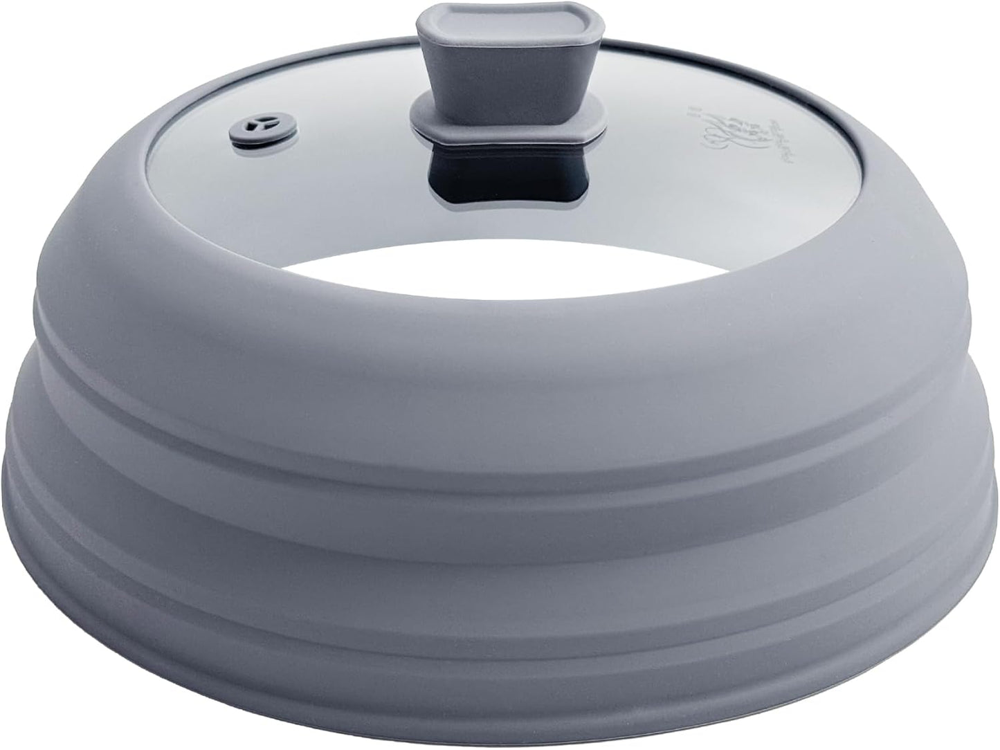 Microwave Splatter Cover for Food Collapsible Glass Microwave Cover Silicone Splatter Guard Dishwasher Safe Splatter Lid for Plates, Bowls, Pots & Stovetop Cooking 10.8" Gray