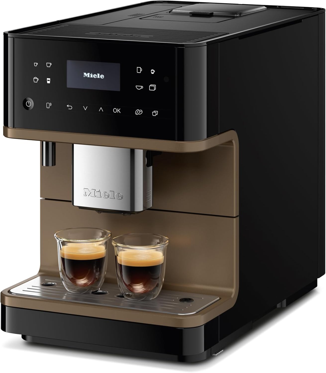 Miele CM 6360 MilkPerfection Automatic Coffee Machine - OneTouch for Two, AromaticSystem, 8 individual profiles, DoubleShot, WiFi-compatible, LED lighting, in Obsidian Black BronzePearl Finish