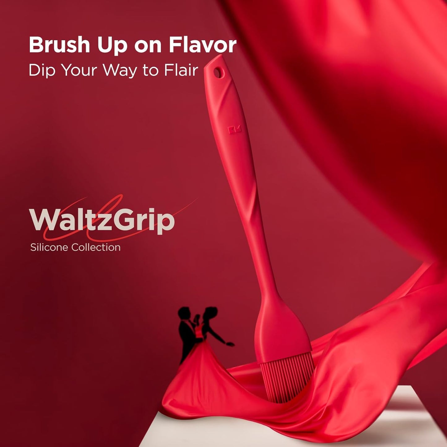 Kitchen Mama WaltzGrip Platinum Silicone Basting Pastry Brush: Set of 2 Heat-Resistant Brushes Utensils for Cooking, Baking, Grilling, Barbecue, and Spreading Oil, Butter, Egg - Dishwasher-Safe (Red)