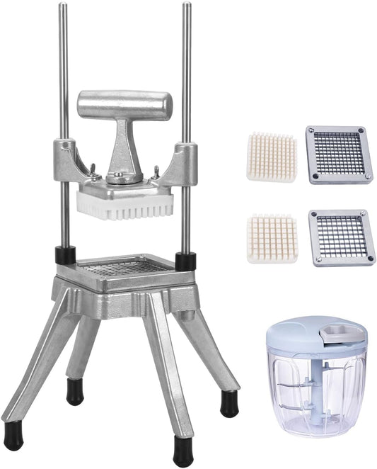 Commercial Vegetable Fruit Chopper 1/4″&3/8″ Blade Heavy Duty Professional Food Dicer Kattex French Fry Cutter Onion Slicer Stainless Steel for Tomato Peppers Potato Mushroom