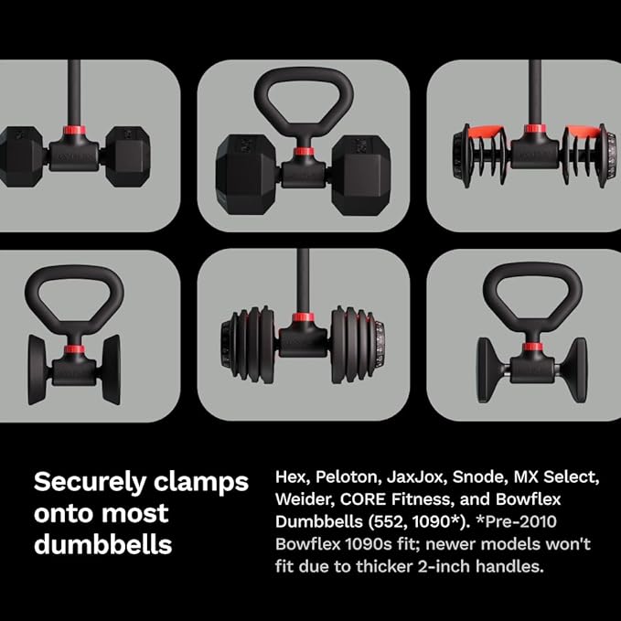 Jayflex Hyperbell Dumbbell Converter - Convert Dumbbells to Barbell Set and Kettlebell for Home Fitness - Adjustable & Up to 200 lb Capacity Weight Barbell for Weight Lifting