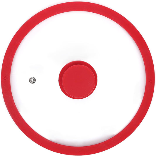 Silicon Glass Lid for Pot,Pan,Skillet Fits 8.5"(22CM) Cookware Silicon lid Dishwasher Safe, Replacement Lid Vented Tempered Glass with Heat Resistant Silicone Rim By HR Huare Technology, Red,1 Pack