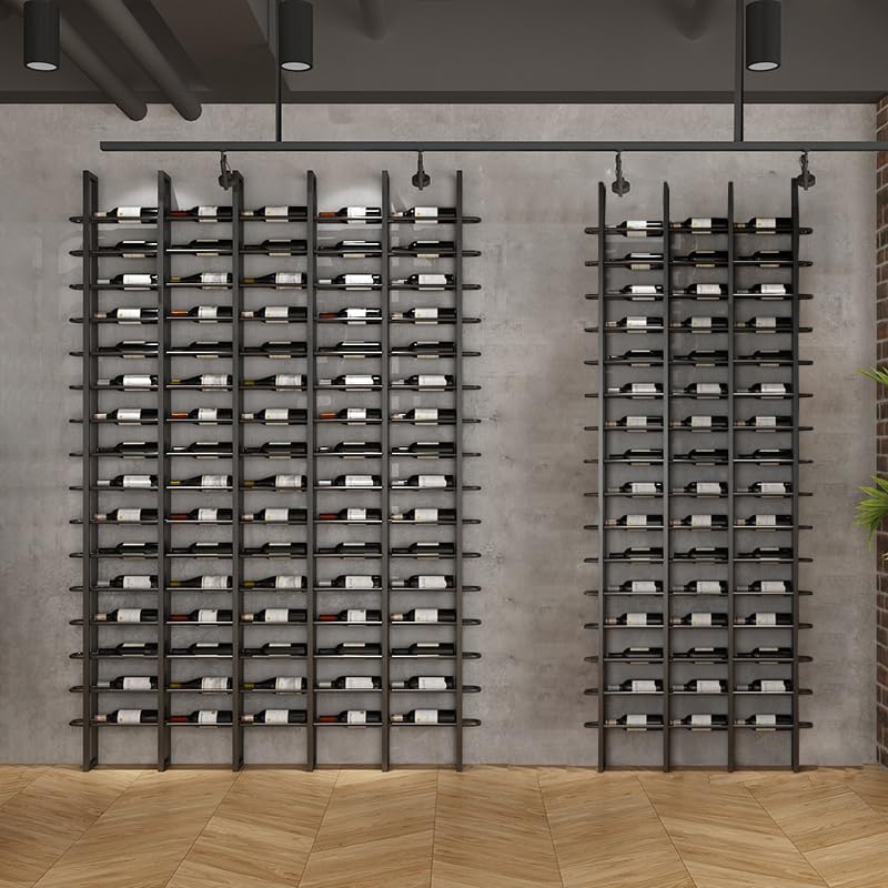 Wine Rack Freestanding Floor, 16 Tier 48 Bottle Capacity Display Holder, Black Industrial Wine Bottle Storage Shelves, for Any Bar, Wine Cellar, Kitchen, Dining Room (Black, 3 Column)