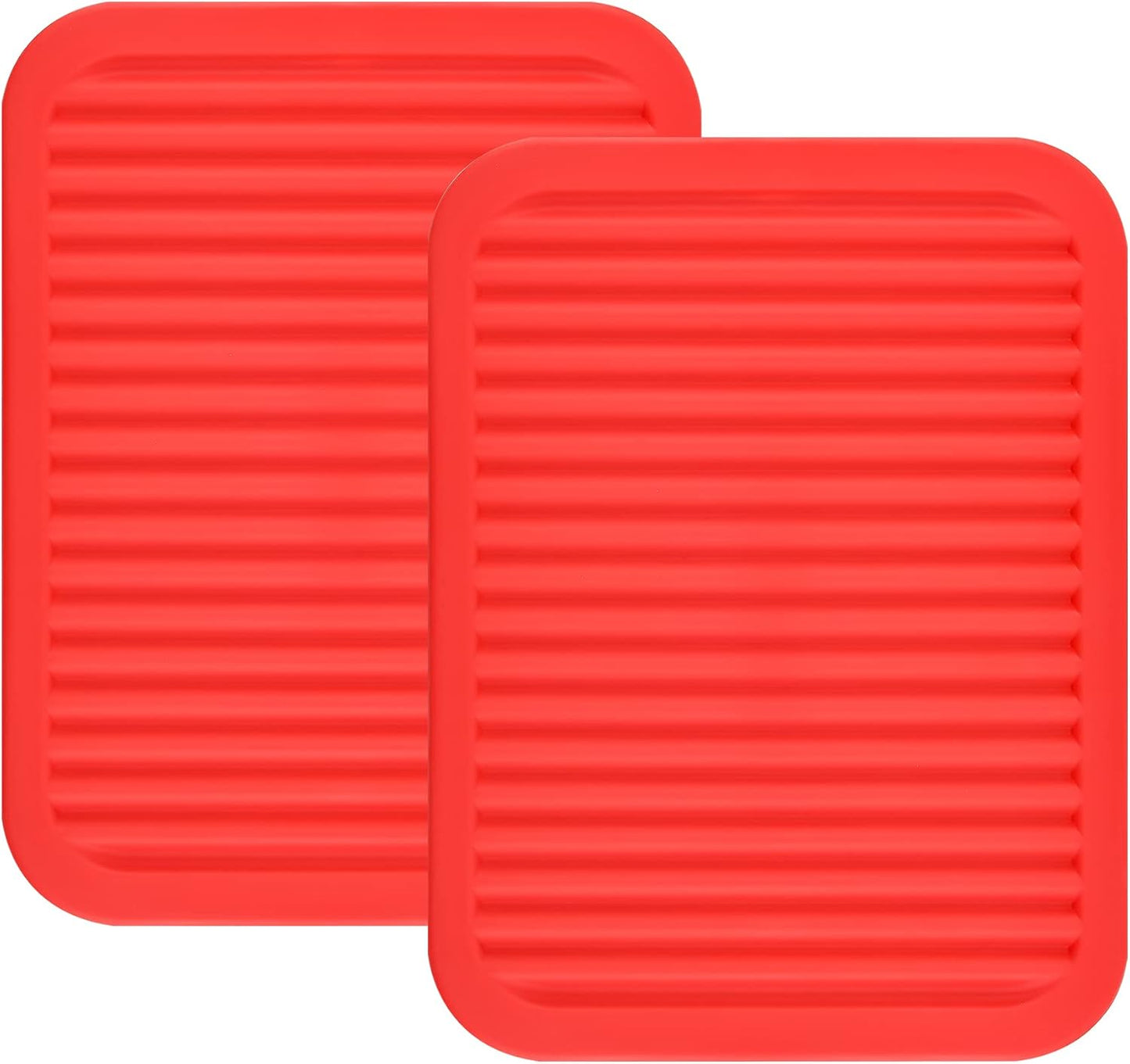 Smithcraft Silicone Trivet Set, 2 Pack, Food-grade, Heat Resistant, Multi-functional, Size: 9x12 Inch, Thickness: 0.27 Inch, Color: Red, Shape: Rectangular