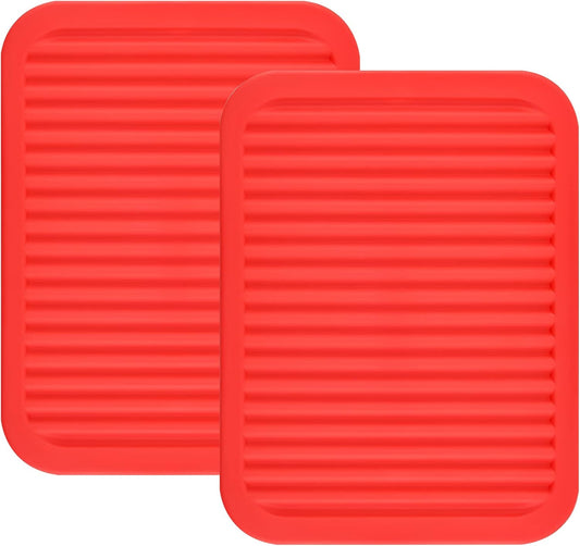 Smithcraft Silicone Trivet Set, 2 Pack, Food-grade, Heat Resistant, Multi-functional, Size: 9x12 Inch, Thickness: 0.27 Inch, Color: Red, Shape: Rectangular
