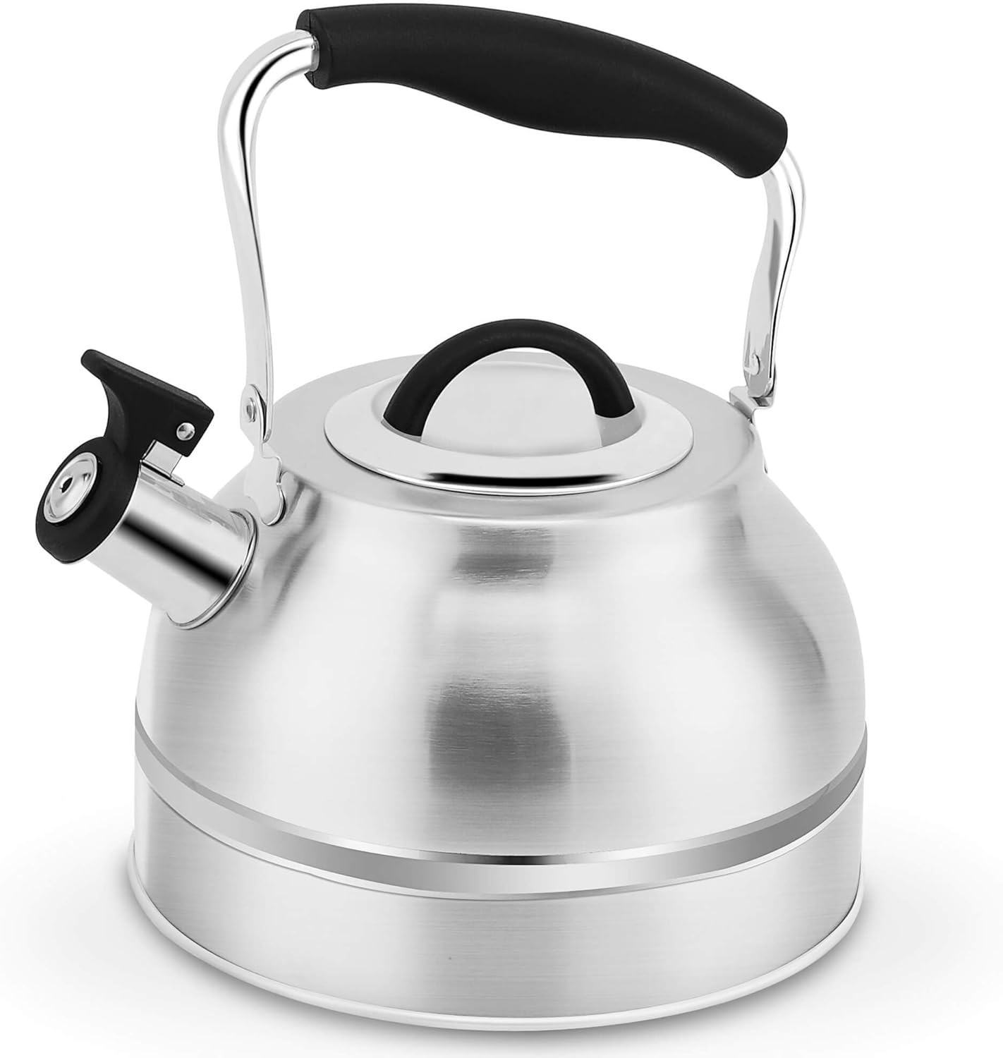 Rorence 3 Quart Tea Kettle: Stainless Steel Whistling Tea Pot with Capsule Bottom for Stovetop - Stainless Steel