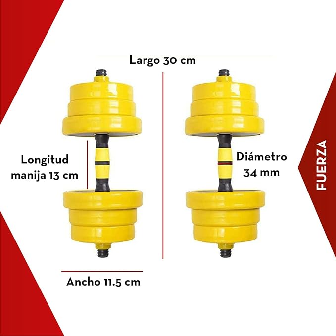 FUXION 44LB Adjustable Dumbbell Barbell Weight Pair