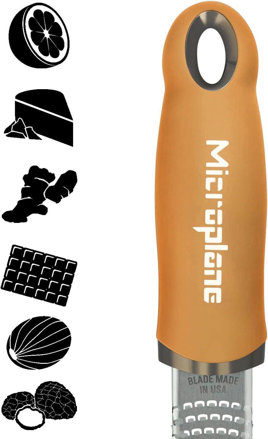 Microplane Premium Zester Grater in Mustard | Lemon Zester tool, Hard Cheese & Vegetable Grater | For Citrus, Parmesan Cheese, Garlic, Ginger, Nutmeg | Fine Stainless Steel Blade, Made in USA