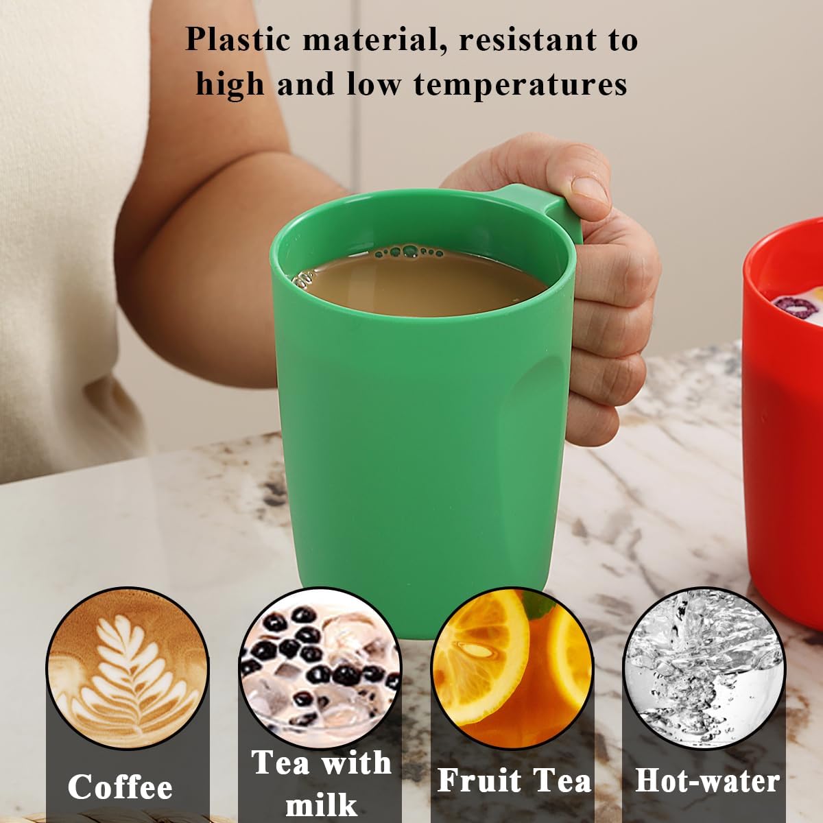 Kyraton Plastic Mug Set 12 Pieces, IT Color Unbreakable And Reusable Light Weight Travel Coffee Mugs Espresso Cups Easy to Carry And Clean, Dishwasher Safe