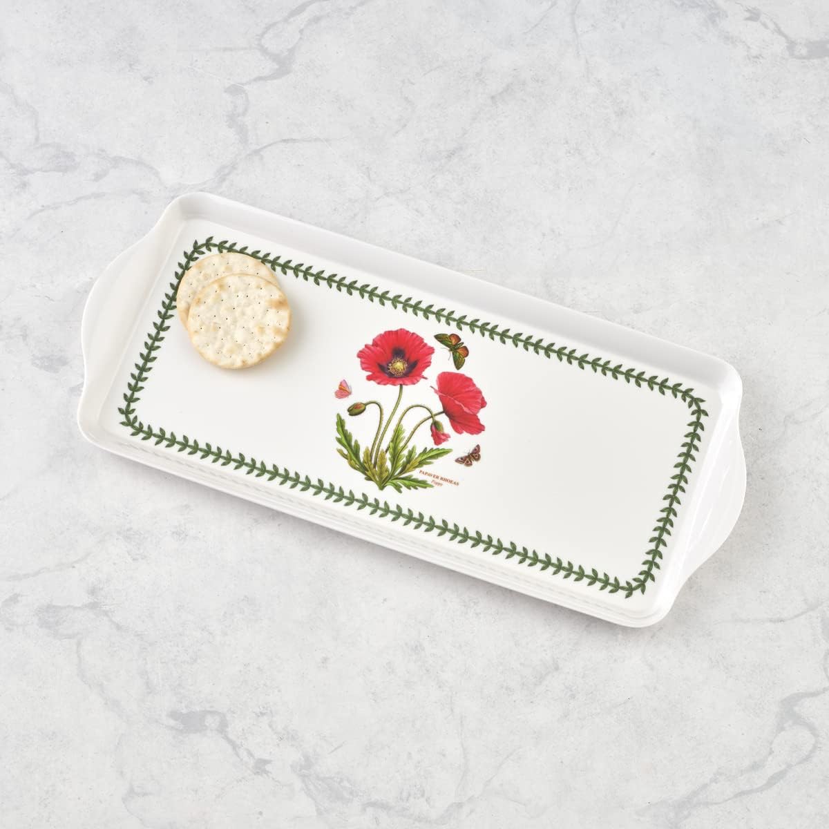 Pimpernel Botanic Garden Sandwich Tray, Vibrant Poppy - Durable Melamine Serving Platter for Indoor & Outdoor Use - Decorative Servware for Crudité & Appetizer Tray, Dishwasher Safe (15" x 6.5")