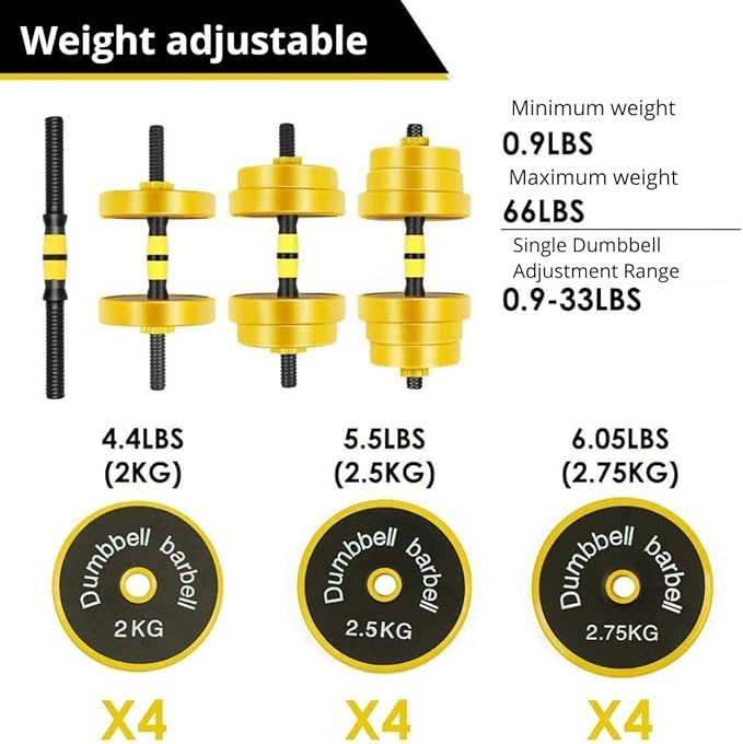 FUXION 44LB Adjustable Dumbbell Barbell Weight Pair