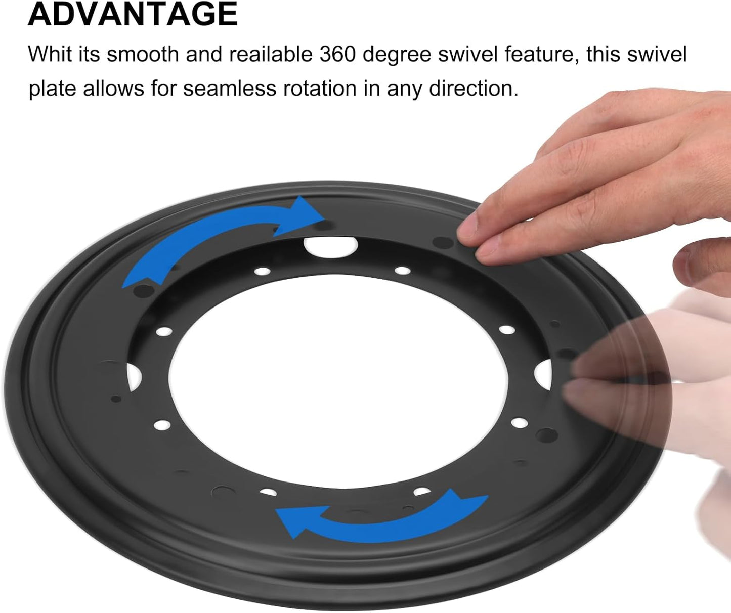 9" Round Lazy Susan Turntable Bearing Plate 5/16" Thick, Rotating Swivel Plate with 750 lb Load Capacity, Turntable Base for Table, Serving Tray, Kitchen