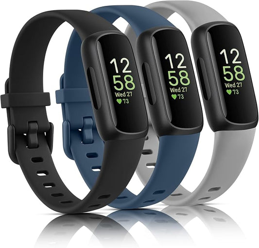 3 Pack Bands Compatible with Fitbit Inspire 3 Bands, Soft Silicone Adjustable Wristband Replacement Sport Straps Compatible with Fitbit Inspire 3 Fitness Tracker