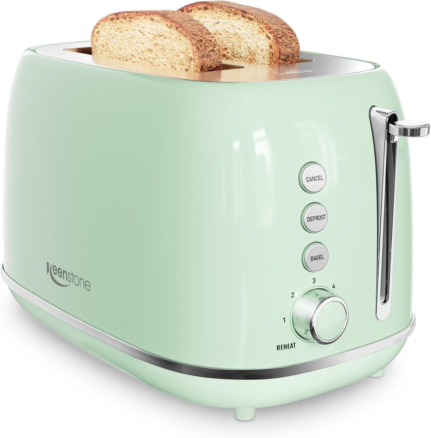 Toaster 2 Slice Stainless Steel Toaster Retro with 6 Bread Shade Settings, Bagel, Cancel, Defrost Function, 2 Slice Toaster with Extra Wide Slot, Removable Crumb Tray