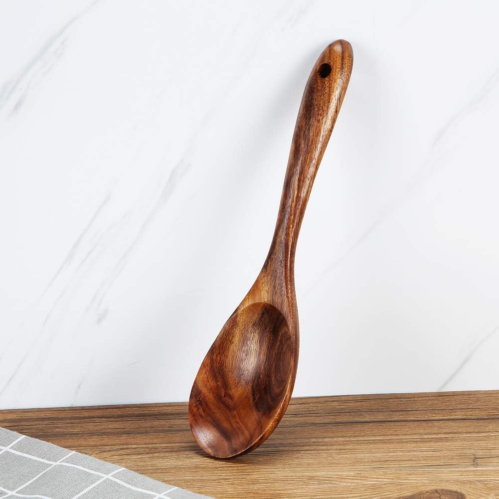 KALINCO Wooden Acacia Salad Servers with Salad Spoon and Fork Set Cooking Utensils for Kitchen (Natural Handmade Cookware) (salad servers)