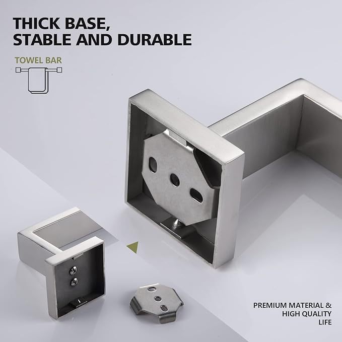 KOKOSIRI 12-Inch Single Towel Bar T-304 Stainless 2 Pack, B4003BR-L12-P2