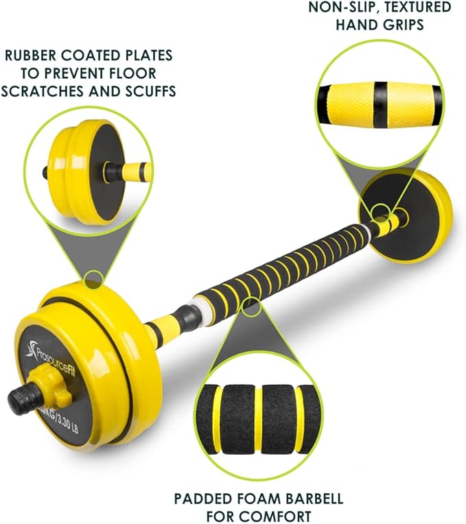 ProsourceFit Adjustable Dumbbell & Barbell Weight Set, 2-in-1 Free Weights Available 44Lbs, Home Gym Equipment