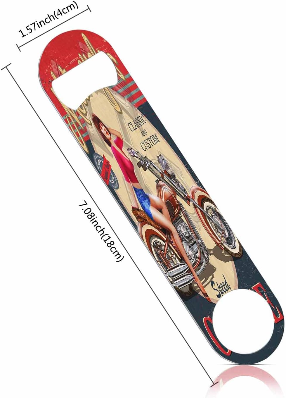 Vintage Motorcycle Stainless Steel Bottle Opener Smile Girl Leg Sit Moto Racing Club Wheel Speed Garage Flat Beer Bottle Opener Keychain for Home Kitchen Bar Restaurant Party Birthday Gift