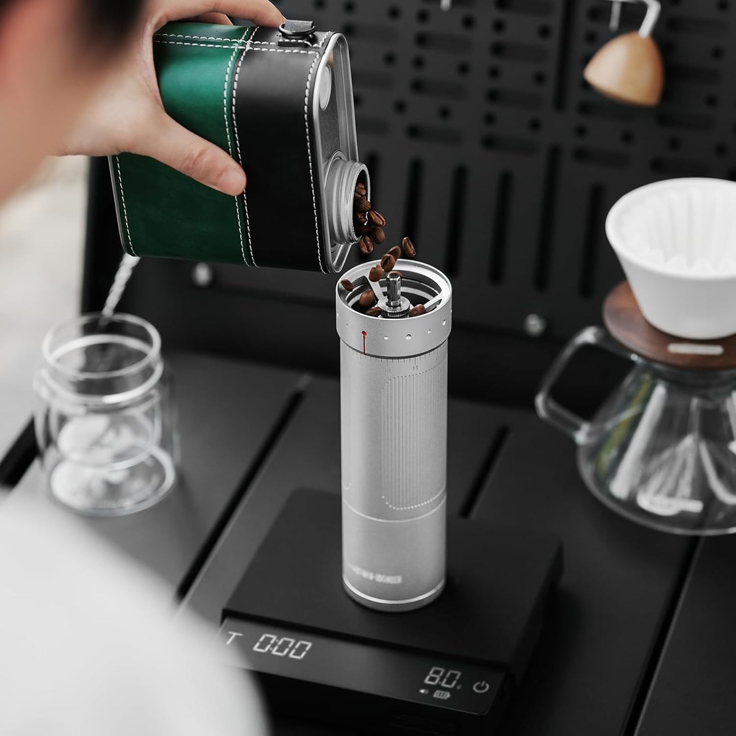 MHW-3BOMBER R3 Manual Coffee Grinder with CNC Stainless Steel Conical Burr and 5 Screen for French Press, Drip, Espresso, External Adjustable, Hand Coffee Bean Grinder with Magnetic Bin, G5934S-OS