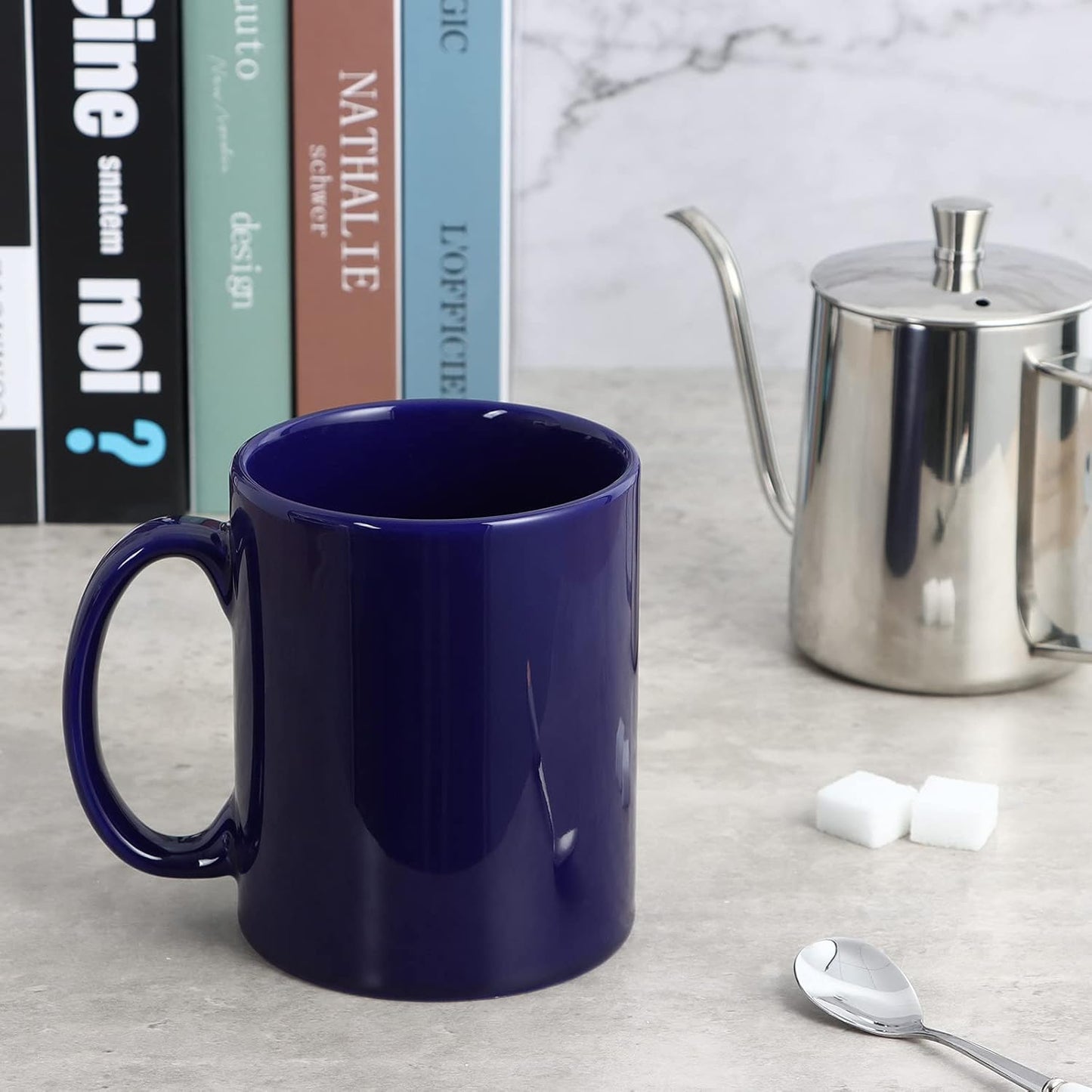 Large Coffee Mugs, 22 OZ(650ml) Extra Coffee Mug Set of 2, Smooth Ceramic Boss Cups, Big Capacity and Large Handle, for Dad Men, Blue