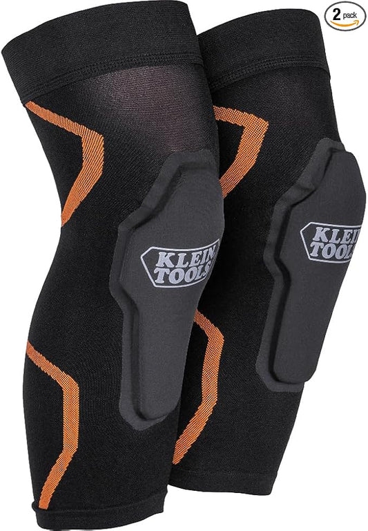 Klein Tools 60624 Knee Pad Compression Sleeve, Knee Support for Construction, Workers and Athletes, Black, L/XL