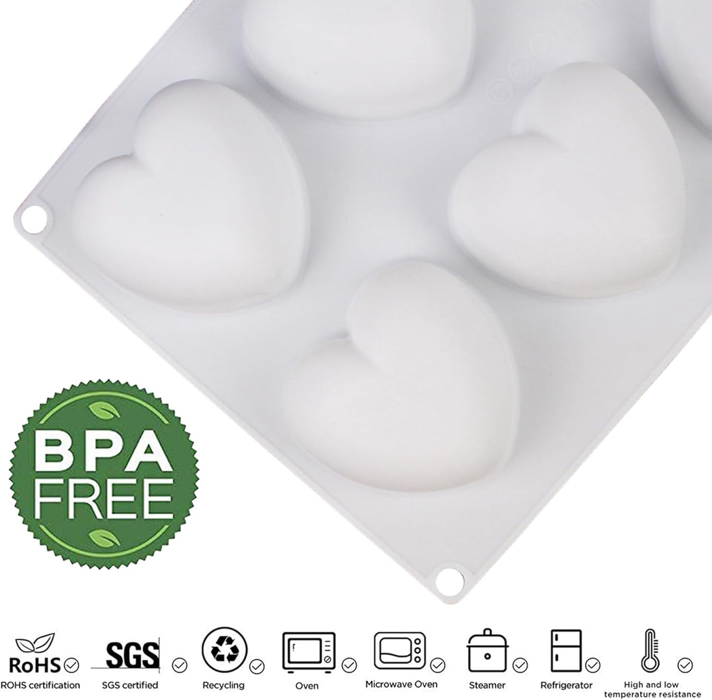 OCPO KITCHEN 3D Heart Silicone Molds for Baking Mousse Cake, 3D Silicone Baking Mold for Candy Pastry Chocolate Truffle Cupcake Jelly Cookie Pudding Cake Decoration Mold, 3D Heart Shape (8-Cavity)