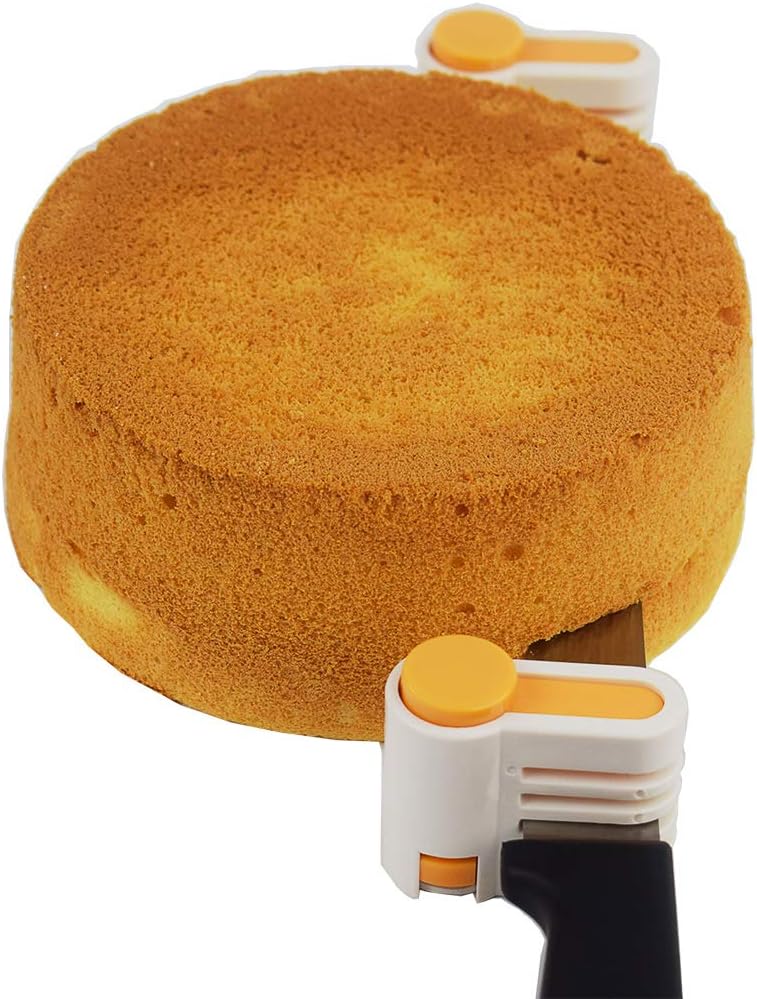 2PCS DIY Cake Slicer, Stratification Auxiliary, Bread Slice, Toast Cut, 5 Layers Leveler Slicer, Kitchen Fixator Tool (2, Orange)