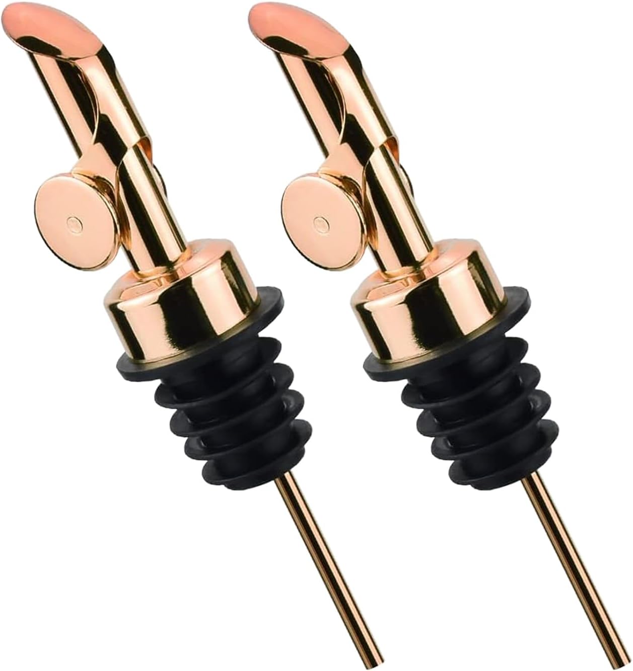 Pafusen 2 Pack Auto Flip Olive Oil Dispenser, Liquor Pour Spout, Oil Dispenser for Kitchen, Easily Turn Your Bottles into Dispensers for Liquor, Coffee Syrup or Oils, Weighted Pourer, Rose Gold