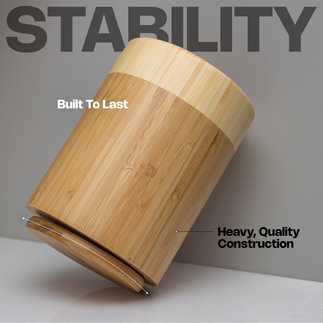 Samma Bamboo Utensil Holder - 8" Rotating Wooden Utensil Holder for Kitchen Counter - Space-Saving Utensil Organizer