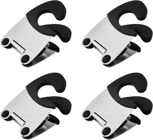 4 Pcs Anti-Scald Spoon Rest, Non Slip Stainless Steel Utensil Holder For Pots, Pans, Heat Resistant Kitchen Clips For Cooking, Stove, Home, Restaurant Use (Black)