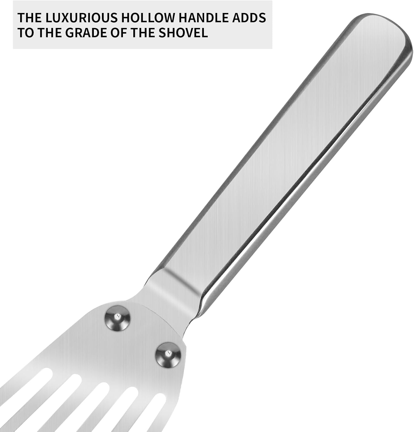 KSENDALO Flexible Fish Spatula Stainless Steel -Slotted Thin Egg Flipper with Riveted Handle, Angled Blade & Hollow Grip, Metal Turner for Cooking Fish Egg Pancakes (2 pack)