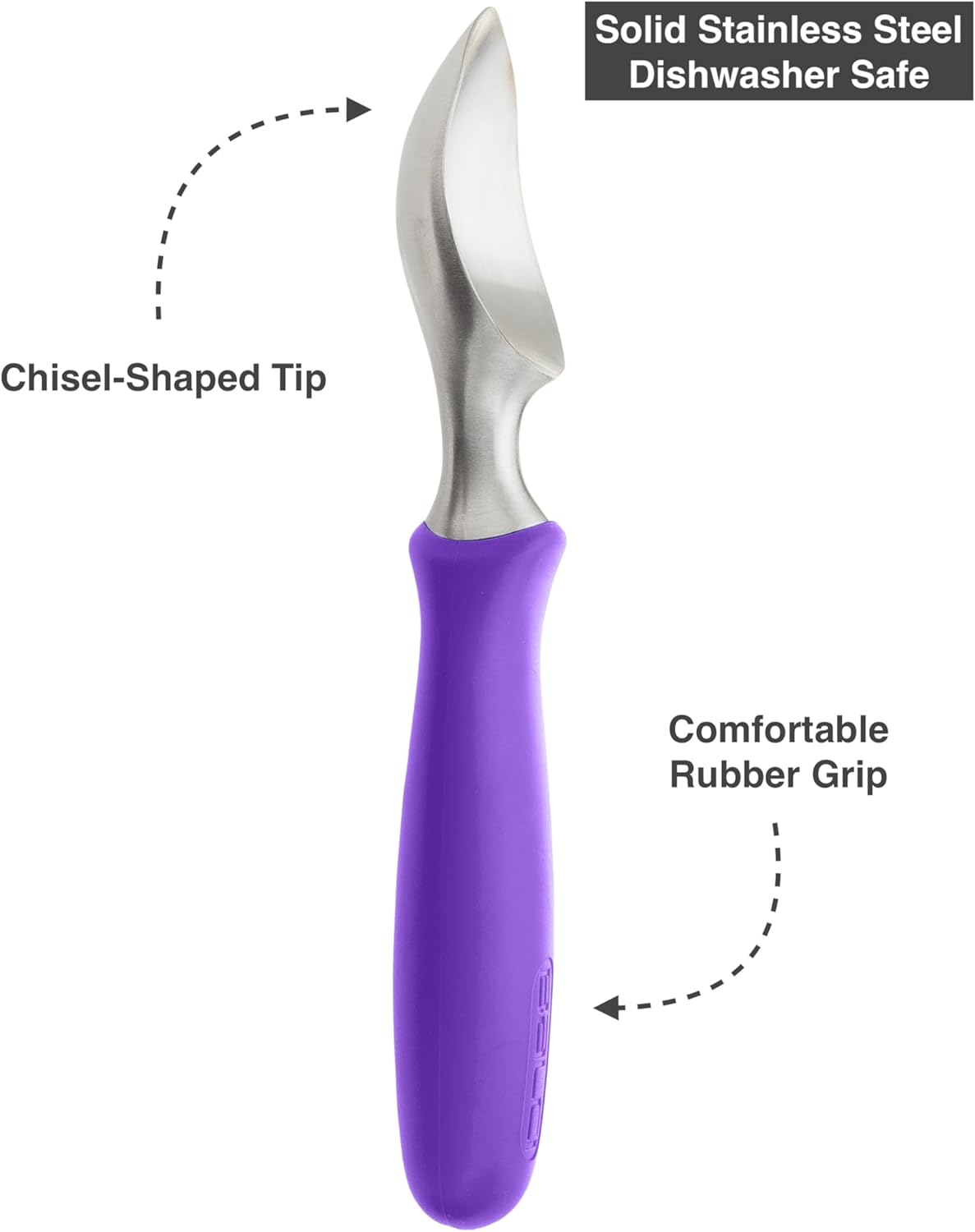 BALCI Ice Cream Scoop - Heavy Duty Stainless Steel Icecream Scooper With Non-Slip Rubber Grip - Professional Metal Ice-Cream Spade - Dishwasher Safe – Purple