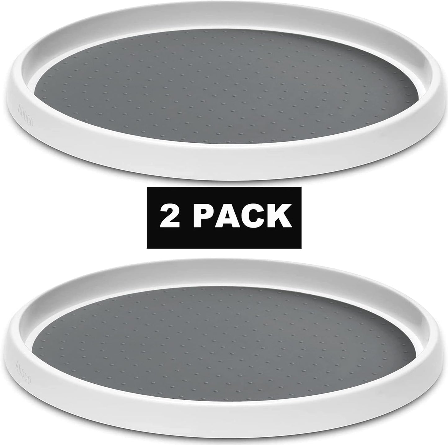 Set of 2, 12 Inch Non-Skid Lazy Susan Organizer, Pantry Lazy Susan Turntable for Cabinet, Kitchen Cabinet Organizer, Pantry Organization and Storage -White/Gray
