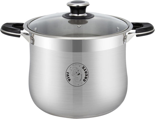 Vivicreate Stainless Steel Stock Pot with Lid for Induction Cooking Boiling Pasta Stew Soup Large Capacity Cookware Pots with Handles for Kitchen Spaghetti Olla Olla de Acero Inoxidable (27.5 QT)