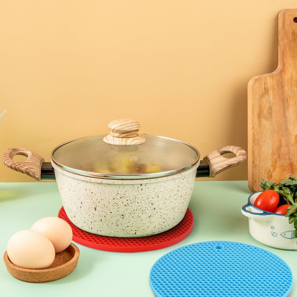 homEdge Silicone Trivets Mat, 6 Packs Multipurpose Non Slip Heat Resistant Pot Holder-Blue