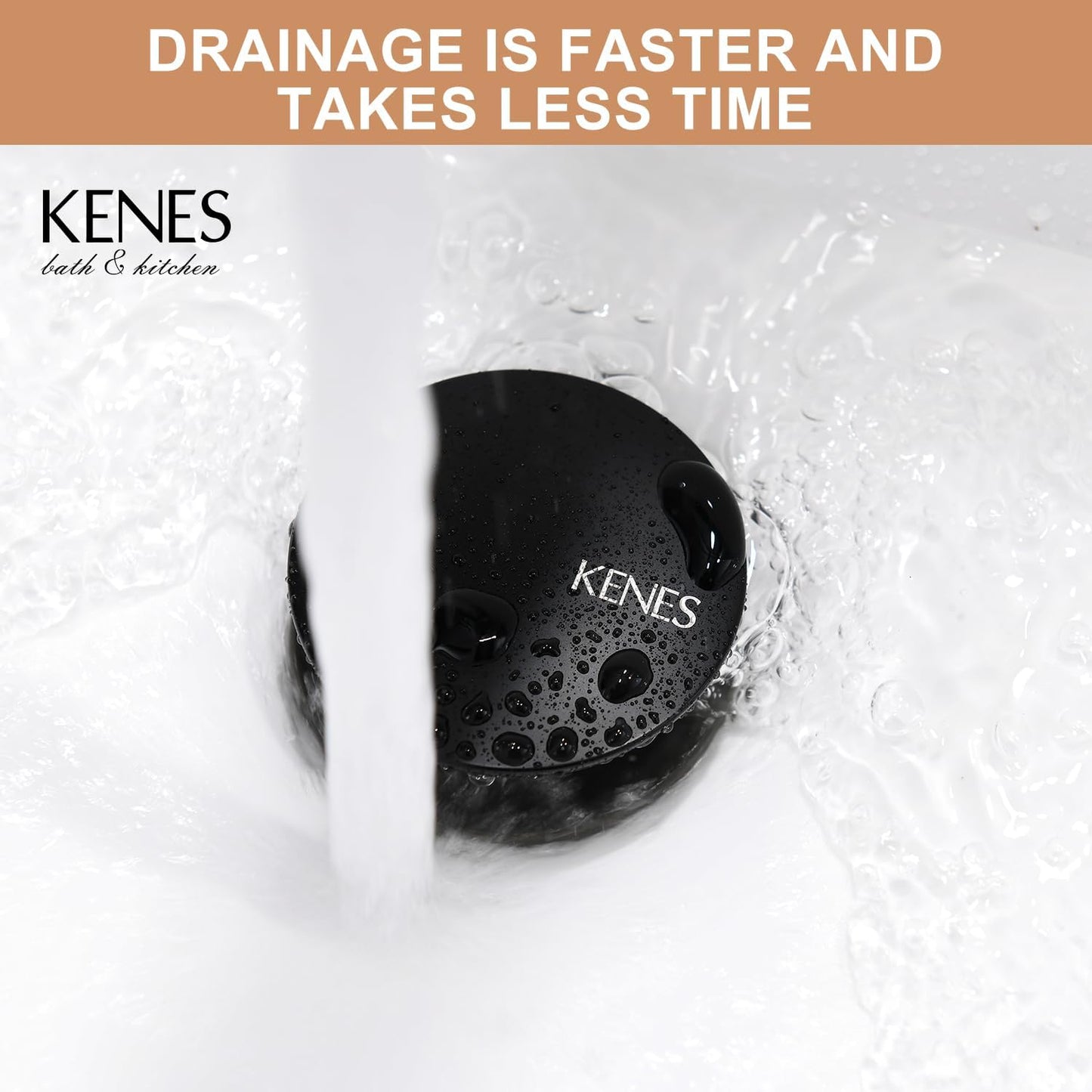 KENES Bathroom Vessel Sink Pop Up Drain Without Overflow Assembly, Lavatory Vanity Sink Drain Stopper, Anti-Clogging Drain Strainer, Matte Black, KE-P300A-2