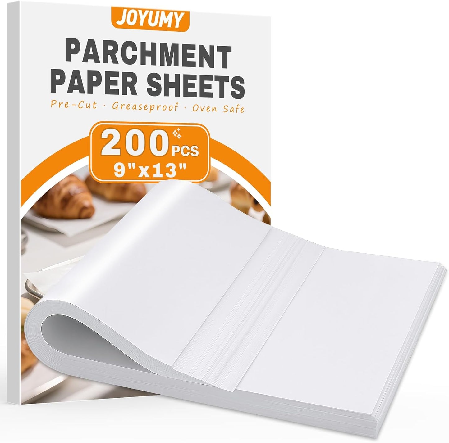 200 Pcs Parchment Paper Sheets for Baking – 9x13inch Baking Paper, White, Pre-Cut, Non-Stick, Heat-Resistant for Baking Grilling Air Fryer Steaming Bread Cup Cake Cookie and More