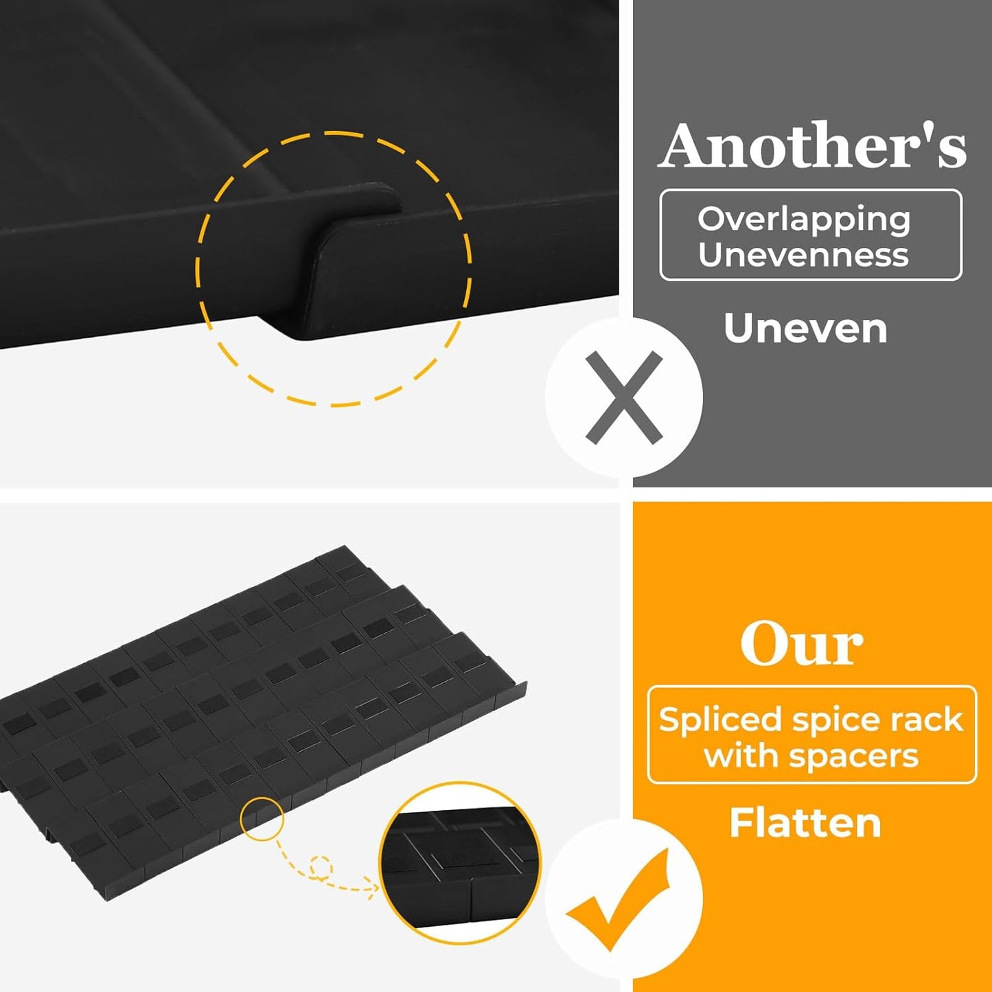 Famhap Spice Drawer Organizer, 48PCS Interlocking Expandable Seasoning Rack Tray Insert for Kitchen Drawers, Spice Rack Drawer for Spice Jars