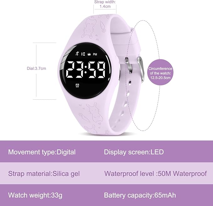 Kids Watches for Girls Boys Digital Sport Watch with Step Counter Pedometer Vibration Alarm Clock, No App Waterproof Fitness Tracker Kids Watch Boys Girls Teens Students Ages 5-16