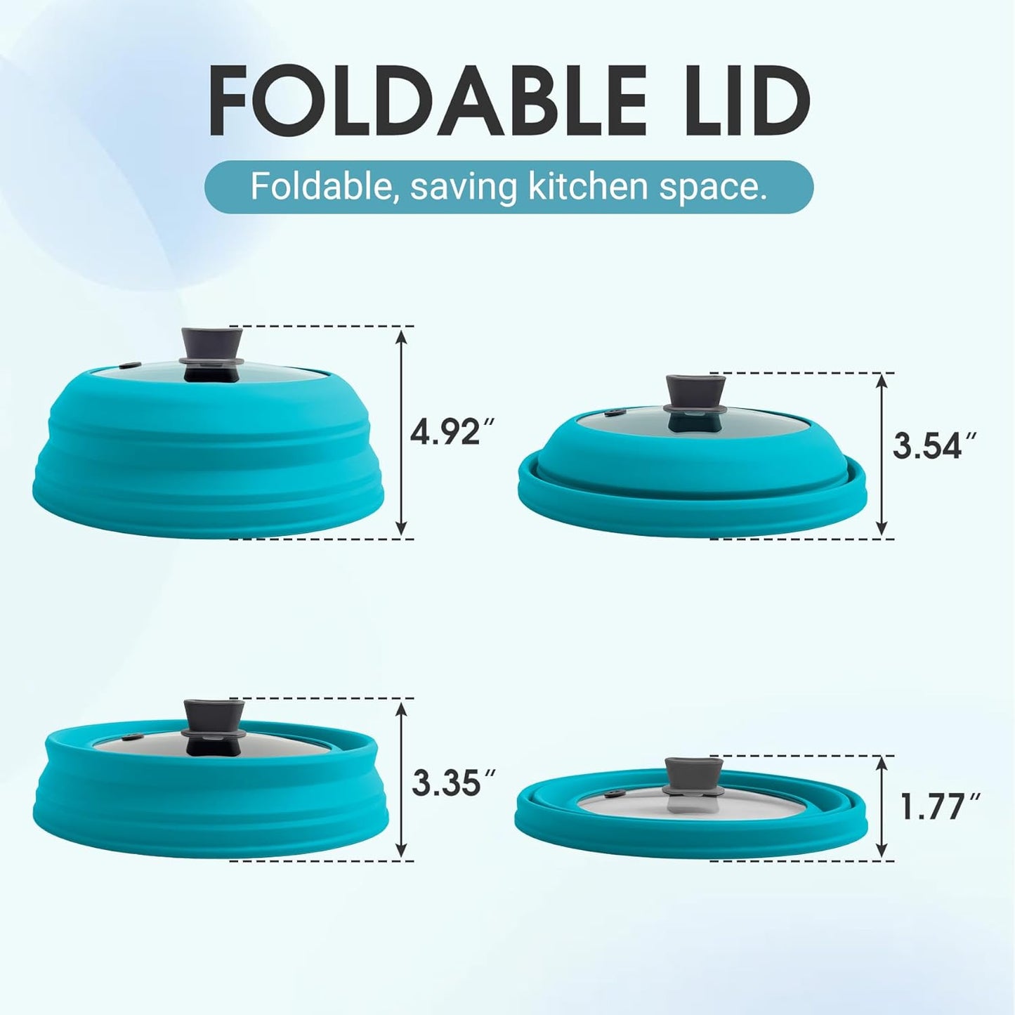 Microwave Splatter Cover for Food Collapsible Glass Microwave Cover Silicone Splatter Guard Dishwasher Safe Splatter Lid for Plates, Bowls, Pots & Stovetop Cooking 10.8" Blue