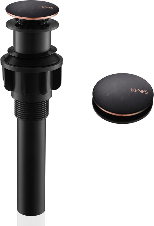 KENES Oil Rubbed Bronze Bathroom Vessel Pop Up Sink Drain, Vanity Faucet Sink Drain Stopper, Sink Drain Assembly Without Overflow Anti Clog Pop Up Drain