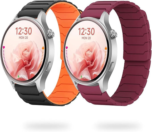 LYSANDRA Magnetic Watchband Compatible with Fitpolo AR-01, Silicone Sport Strong Magnet Strap for aeac AR-01 Smart Watch, for women
