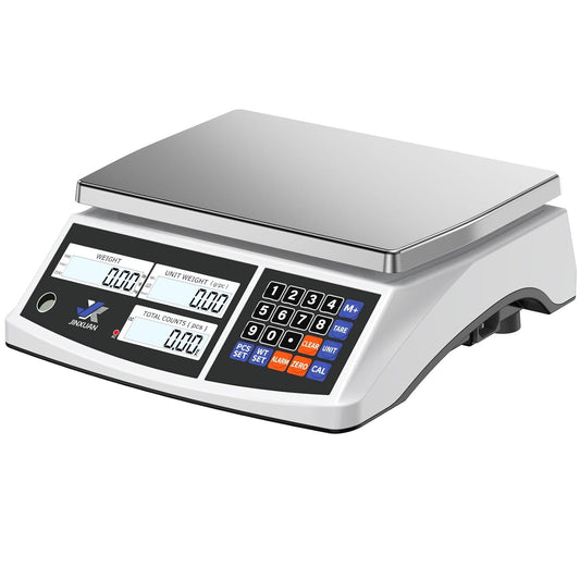 Industrial Counting Scale Digital Inventory Scale for Small Parts Coins Jewelry Piece, 66lb/30kg Electronic Bench Scale Gram Scale with Battery AC Power Backlight LCD Display, lb/g/kg/oz, 0.001lb/0.5g