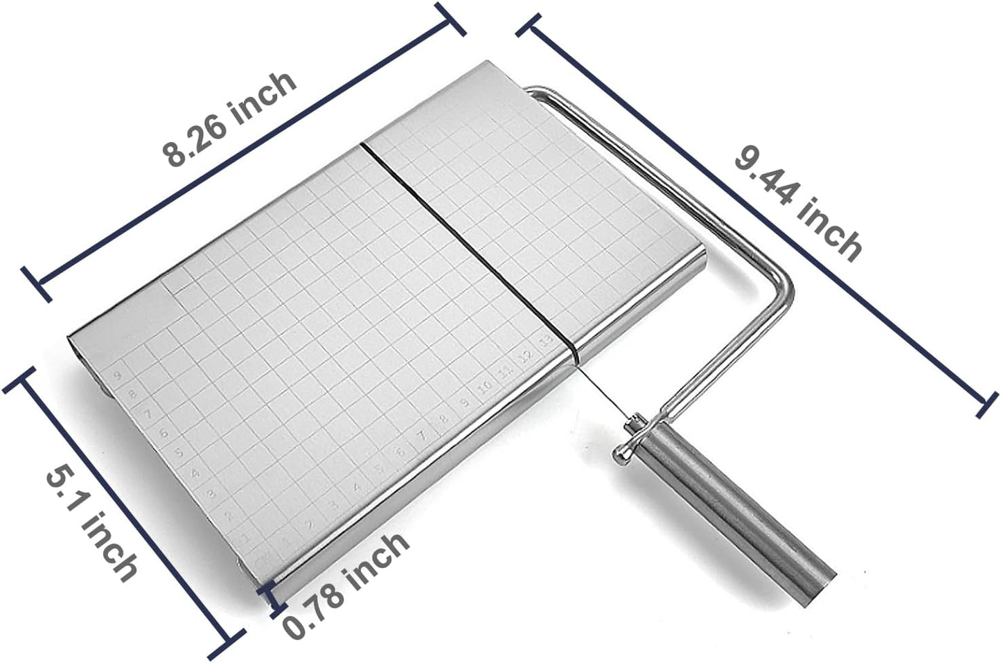 Stainless Steel Cheese Slicer Cutter, with 5 Spare Wires,Measurement Grid,Suitable for Block Cheese